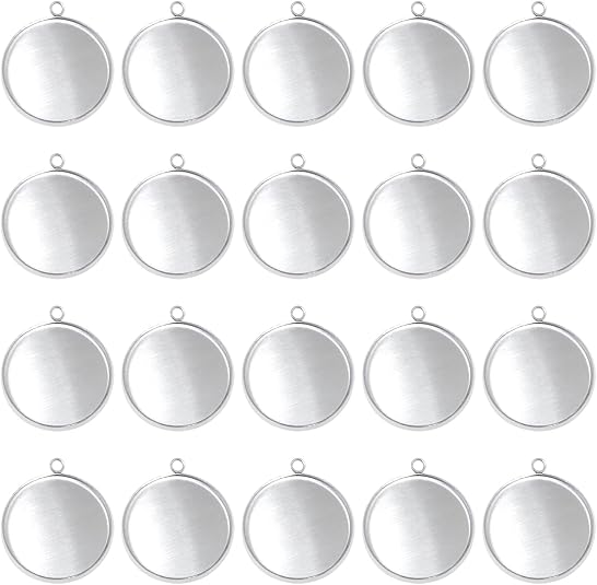 Jewelry Making Tray - 20 Pieces Stainless Steel Round Bezel