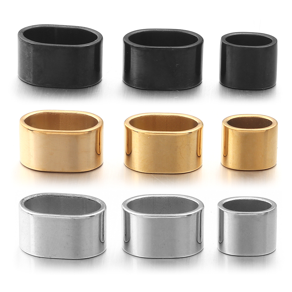 Jewelry Making Beads - 6pcs Flat Stainless Steel Tube Slider
