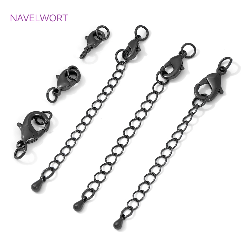 Jewelry Making Items - Black Color Brass Lobster Clasp&Extender Chain,Clasp