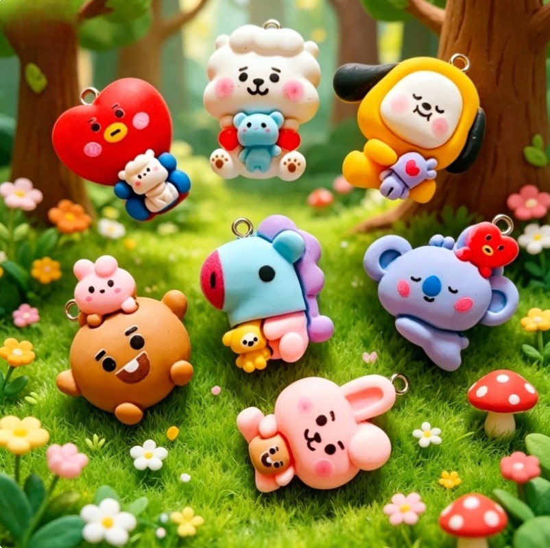7pcs BT21 Resin Cartoon Charm  - огляд і ціна Jewelry Making Essentials