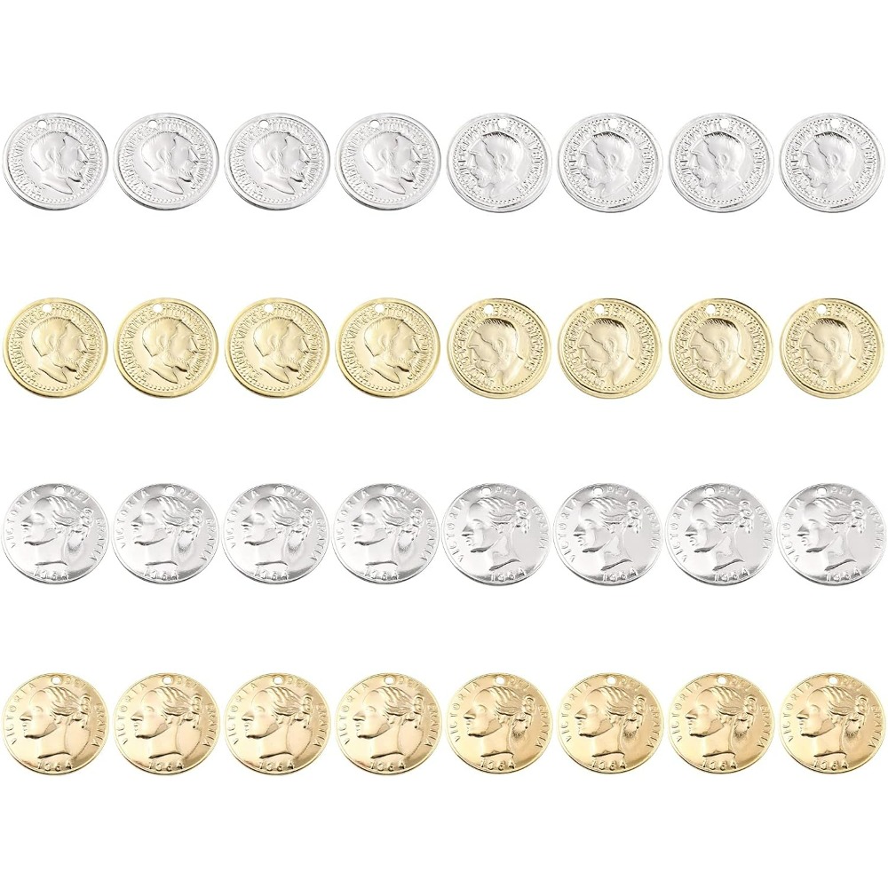 32Pcs 2 Styles Coin Charms 24K - огляд і ціна Jewelry Making Victoria