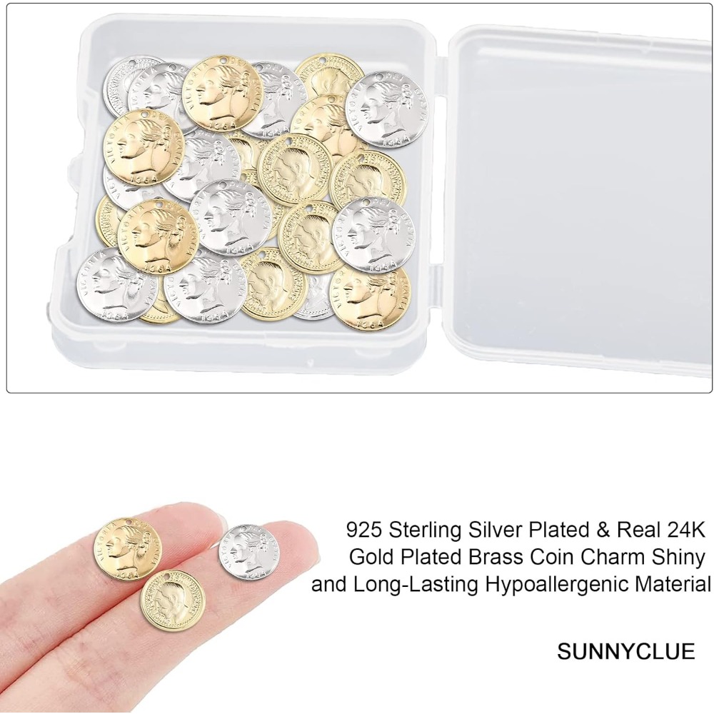 32Pcs 2 Styles Coin Charms 24K - огляд і ціна Jewelry Making Victoria